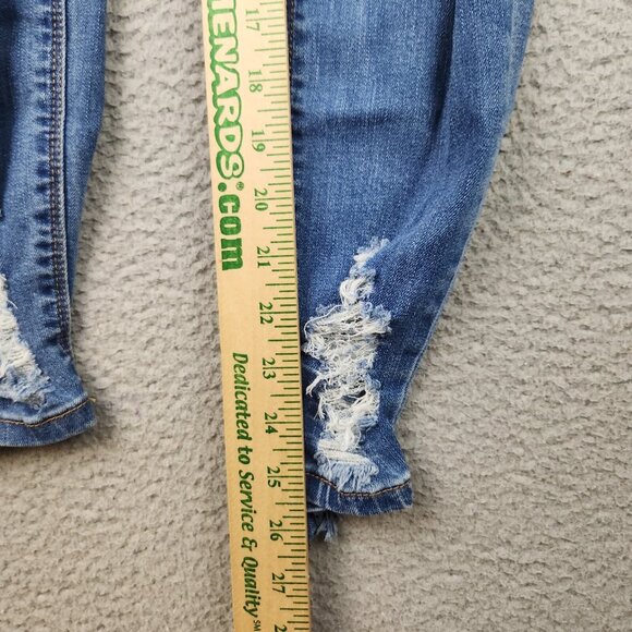 RUE 21 Jeans Womens 0 Blue Low Rise Ankle Skinny Ripped Stretch Denim - Picture 6 of 9